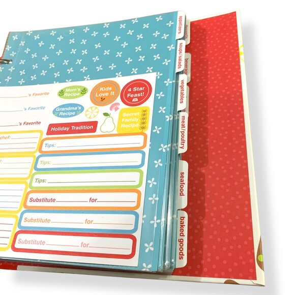 Hallmark Recipe Binder Organizer Divider Tabs & Fill-In Recipe Pages Foodie - Picture 6 of 8